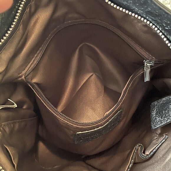 Tiffany and Fred Black Metallic Handbag Tote Bag Classic Modern Travel Shimmer - Picture 8 of 8